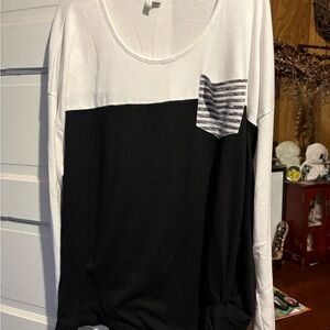 Elegant Black and White Long Sleeve Top